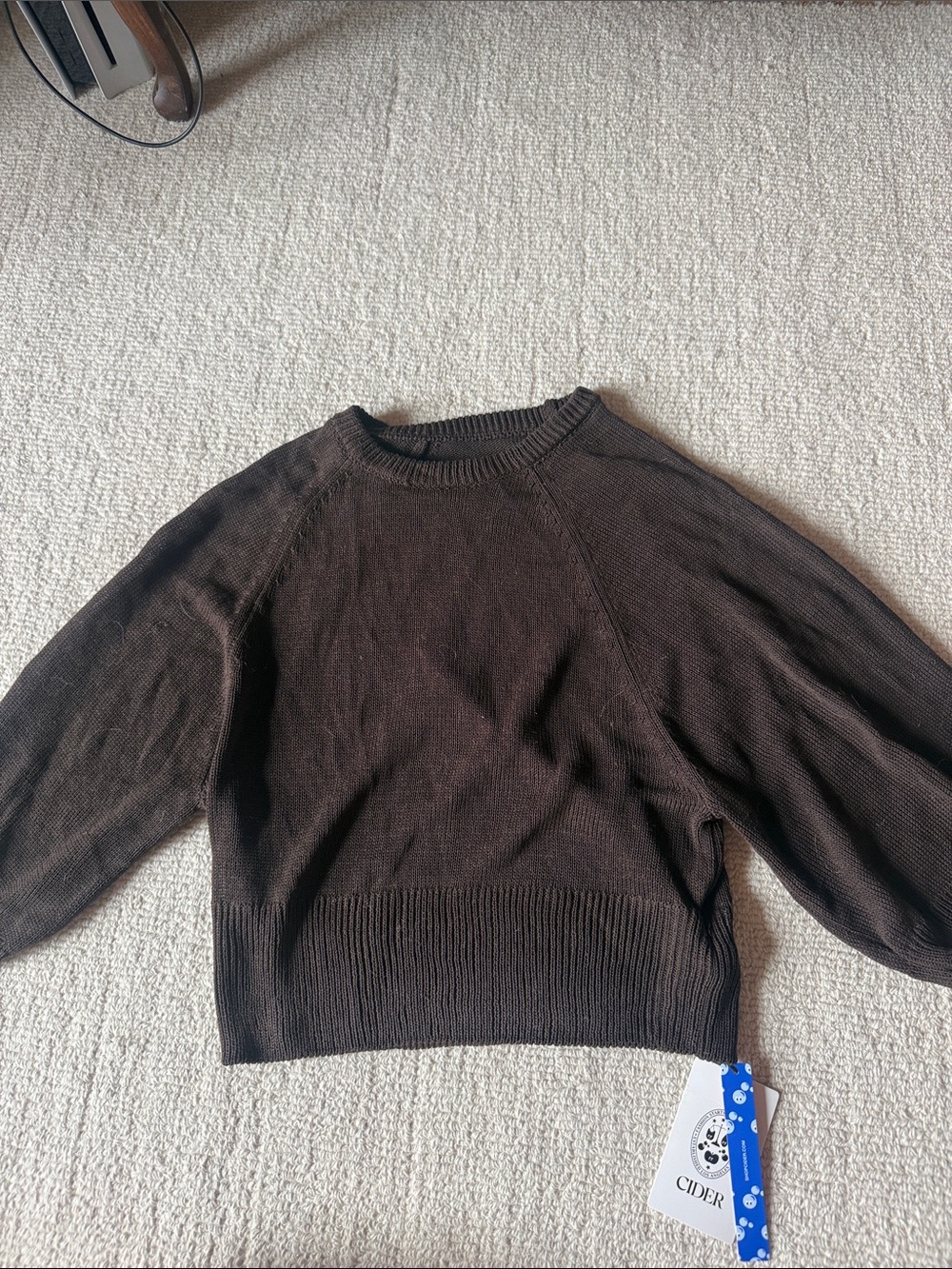 Cider Dark Brown baggy Crewneck Pullover Sweater
